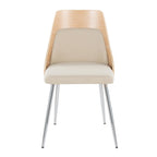 Anabelle Chair - Set of 2 - Chrome Metal, Natural Wood, Cream Fabric