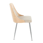 Anabelle Chair - Set of 2 - Chrome Metal, Natural Wood, Cream Fabric