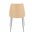 Anabelle Chair - Set of 2 - Chrome Metal, Natural Wood, Grey Fabric