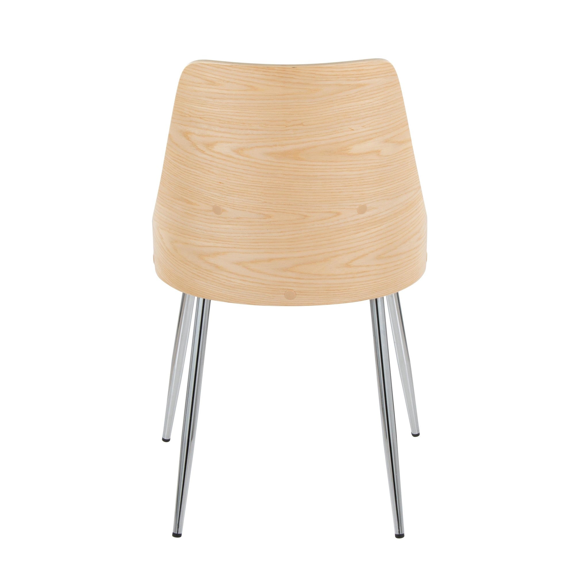 Anabelle Chair - Set of 2 - Chrome Metal, Natural Wood, Grey Fabric