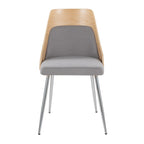 Anabelle Chair - Set of 2 - Chrome Metal, Natural Wood, Grey Fabric