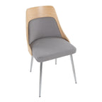 Anabelle Chair - Set of 2 - Chrome Metal, Natural Wood, Grey Fabric