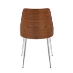 Anabelle Chair - Set of 2 - Chrome Metal, Walnut Wood, Cream Fabric
