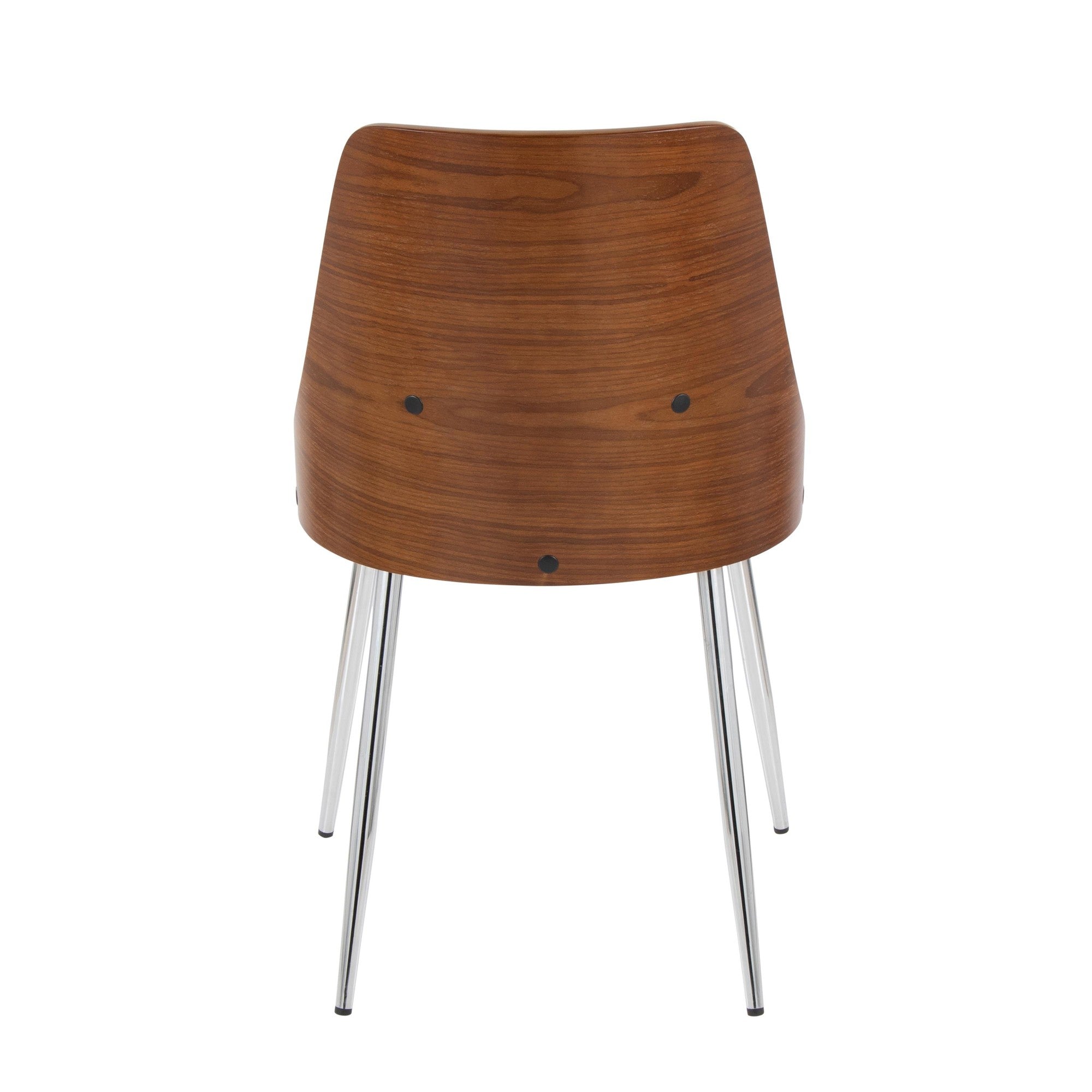 Anabelle Chair - Set of 2 - Chrome Metal, Walnut Wood, Cream Fabric