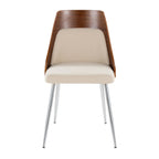 Anabelle Chair - Set of 2 - Chrome Metal, Walnut Wood, Cream Fabric