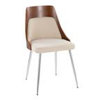 Anabelle Chair - Set of 2 - Chrome Metal, Walnut Wood, Cream Fabric