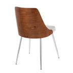 Anabelle Chair - Set of 2 - Chrome Metal, Walnut Wood, Grey Fabric