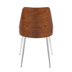 Anabelle Chair - Set of 2 - Chrome Metal, Walnut Wood, Grey Fabric