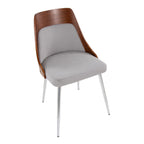 Anabelle Chair - Set of 2 - Chrome Metal, Walnut Wood, Grey Fabric