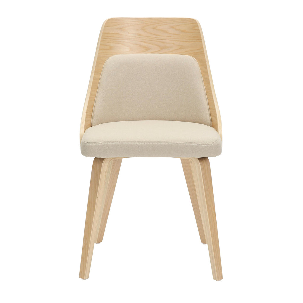 Anabelle Bent Wood Chair - Set of 2 - Natural Wood, Cream Fabric