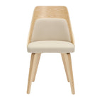 Anabelle Bent Wood Chair - Set of 2 - Natural Wood, Cream Fabric
