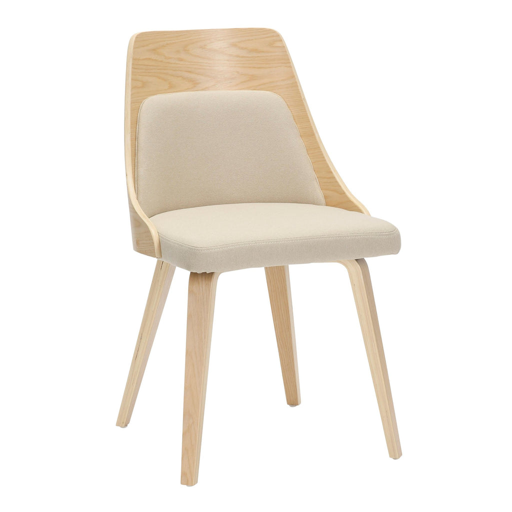 Anabelle Bent Wood Chair - Set of 2 - Natural Wood, Cream Fabric