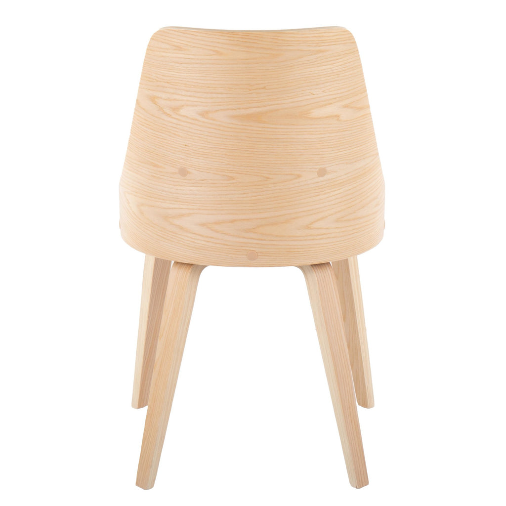 Anabelle Bent Wood Chair - Set of 2 - Natural Wood, Grey Fabric