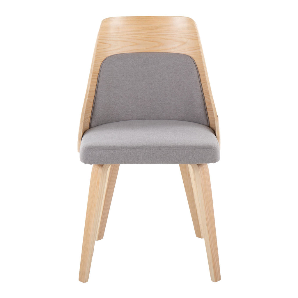 Anabelle Bent Wood Chair - Set of 2 - Natural Wood, Grey Fabric