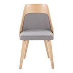 Anabelle Bent Wood Chair - Set of 2 - Natural Wood, Grey Fabric
