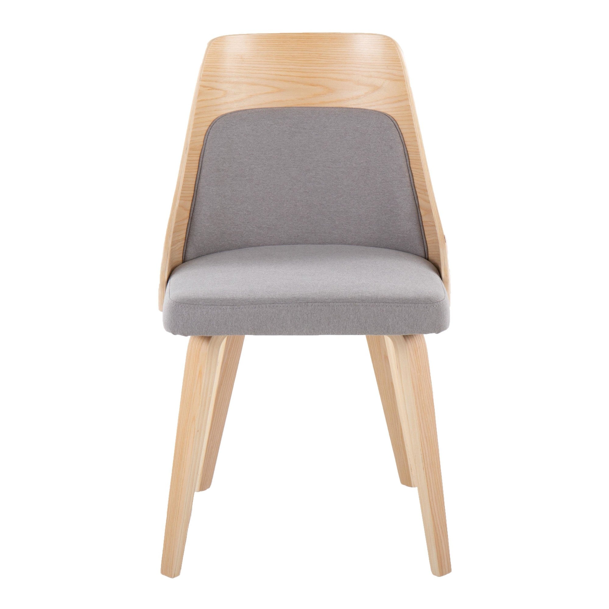 Anabelle Bent Wood Chair - Set of 2 - Natural Wood, Grey Fabric