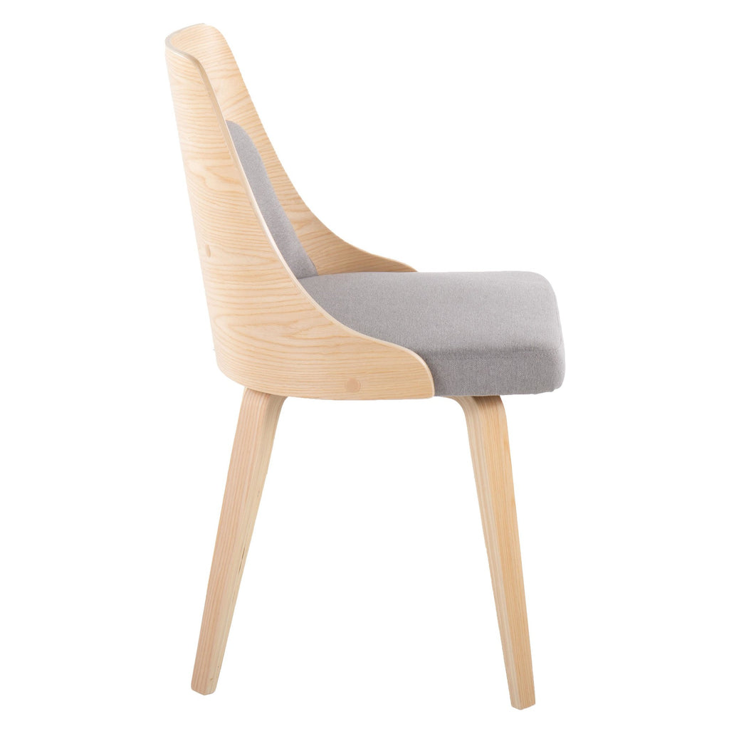 Anabelle Bent Wood Chair - Set of 2 - Natural Wood, Grey Fabric