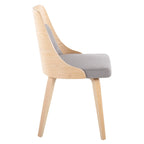 Anabelle Bent Wood Chair - Set of 2 - Natural Wood, Grey Fabric