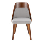 Anabelle Bent Wood Chair - Set of 2 - Walnut Wood, Grey Fabric