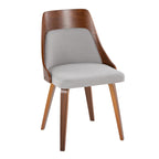 Anabelle Bent Wood Chair - Set of 2 - Walnut Wood, Grey Fabric