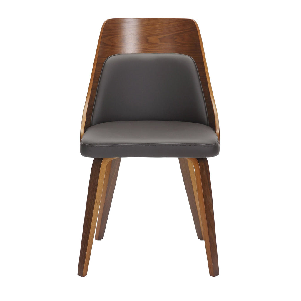 Anabelle Bent Wood Chair - Set of 2 - Walnut Wood, Brown PU