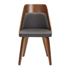 Anabelle Bent Wood Chair - Set of 2 - Walnut Wood, Brown PU