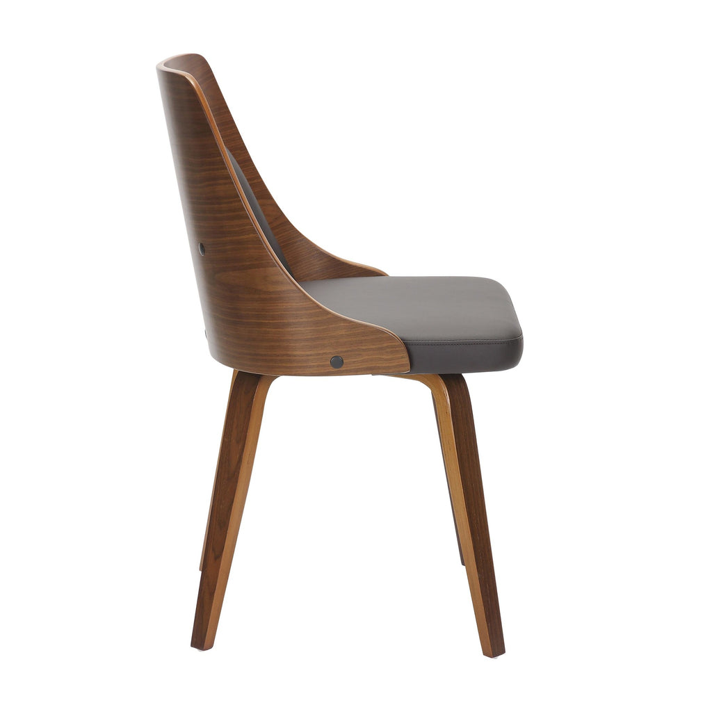 Anabelle Bent Wood Chair - Set of 2 - Walnut Wood, Brown PU