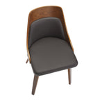 Anabelle Bent Wood Chair - Set of 2 - Walnut Wood, Brown PU