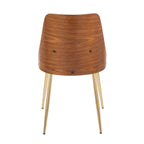 Anabelle Chair - Set of 2 - Gold Metal, Walnut Wood, Brown PU