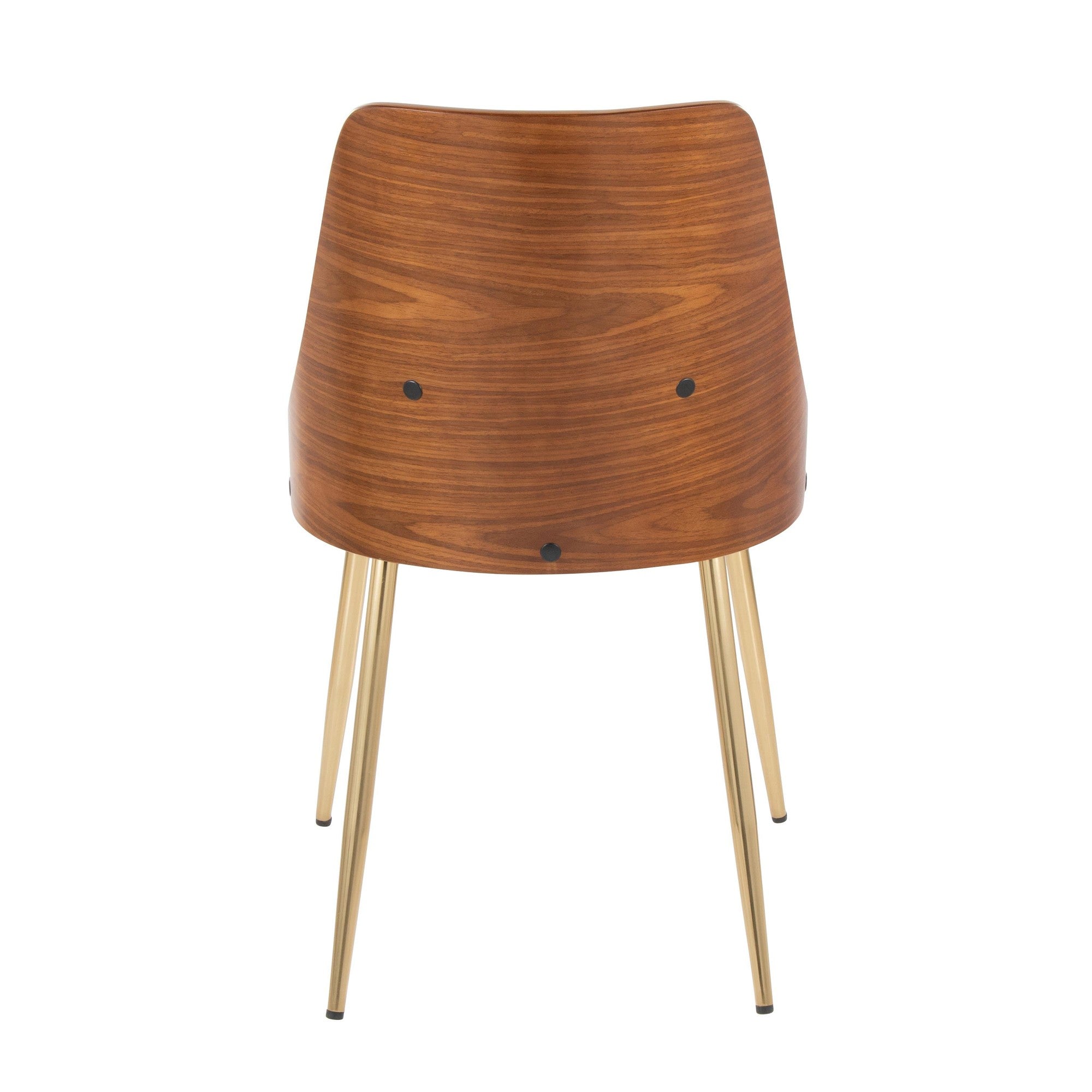 Anabelle Chair - Set of 2 - Gold Metal, Walnut Wood, Brown PU