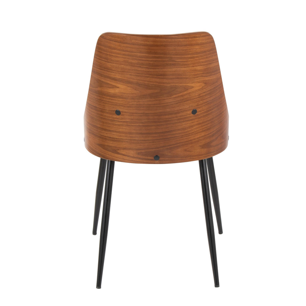 Anabelle Chair - Set of 2 - Black Metal, Walnut Wood, Brown PU