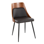 Anabelle Chair - Set of 2 - Black Metal, Walnut Wood, Brown PU