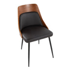 Anabelle Chair - Set of 2 - Black Metal, Walnut Wood, Brown PU