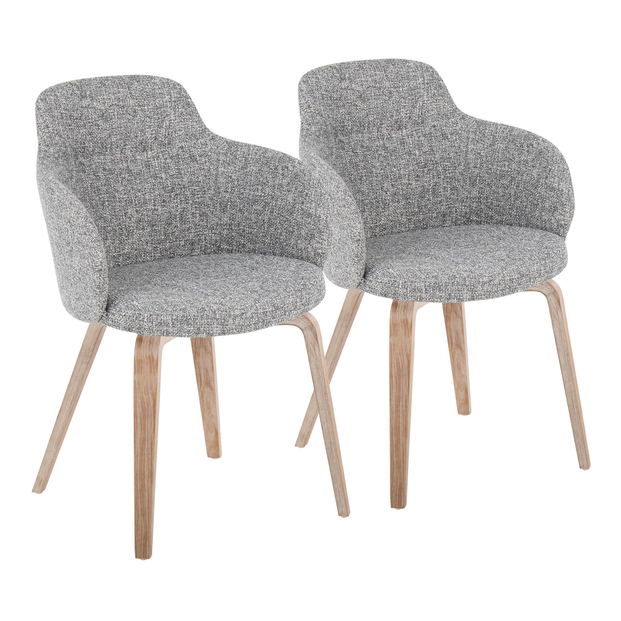 Boyne Chair - Set of 2 - Whitewashed Wood, Dark Grey Noise Fabric