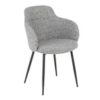 Boyne Chair - Set of 2 - Black Metal, Dark Grey Fabric