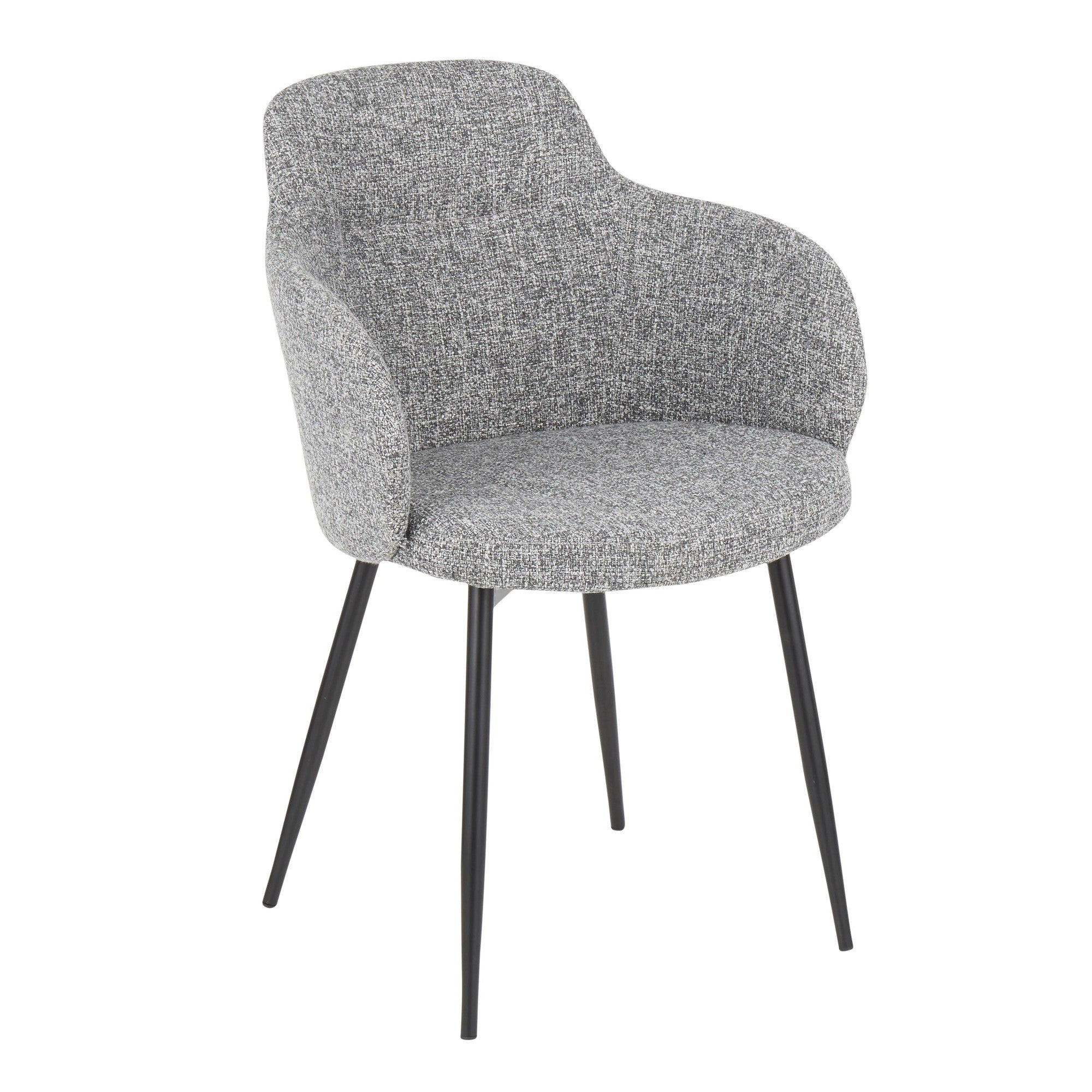 Boyne Chair - Set of 2 - Black Metal, Dark Grey Fabric