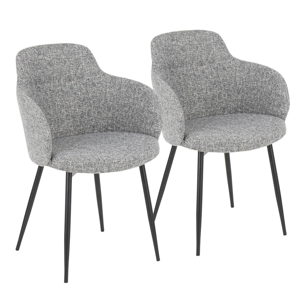 Boyne Chair - Set of 2 - Black Metal, Dark Grey Fabric
