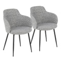 Boyne Chair - Set of 2 - Black Metal, Dark Grey Fabric