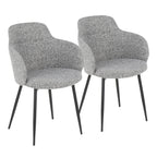 Boyne Chair - Set of 2 - Black Metal, Dark Grey Fabric