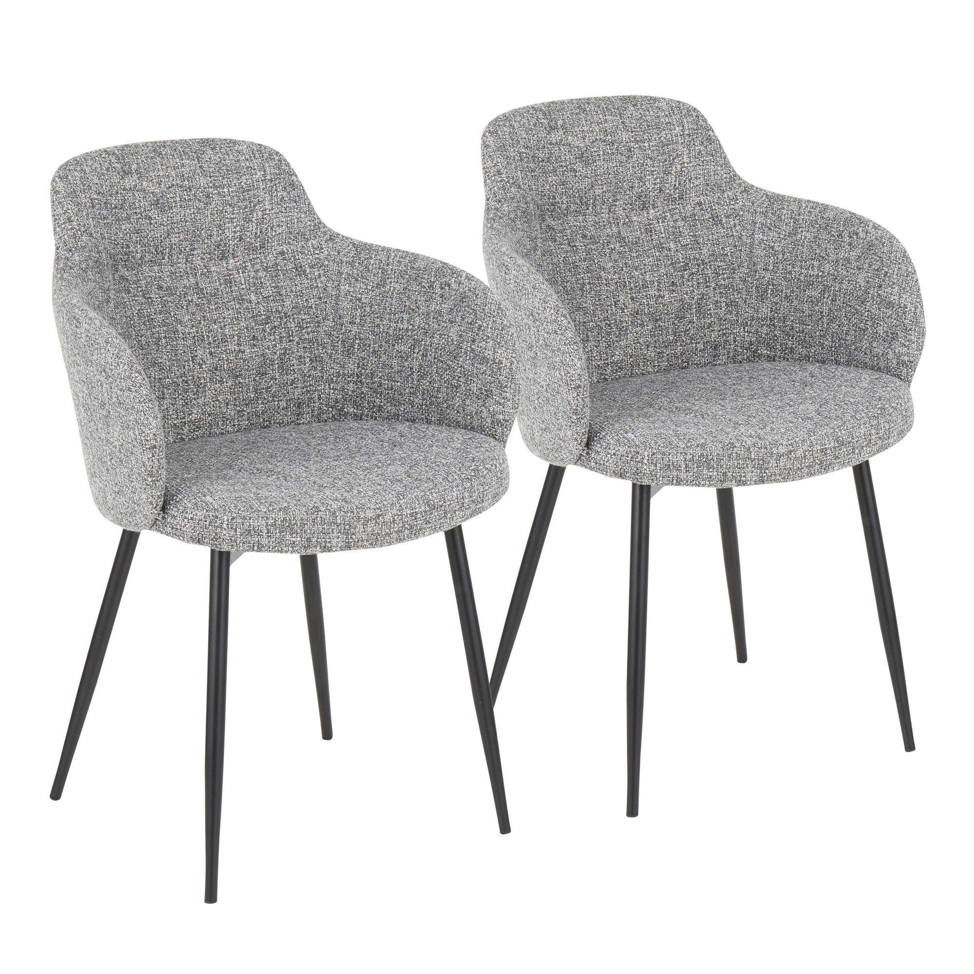 Boyne Chair - Set of 2 - Black Metal, Dark Grey Fabric