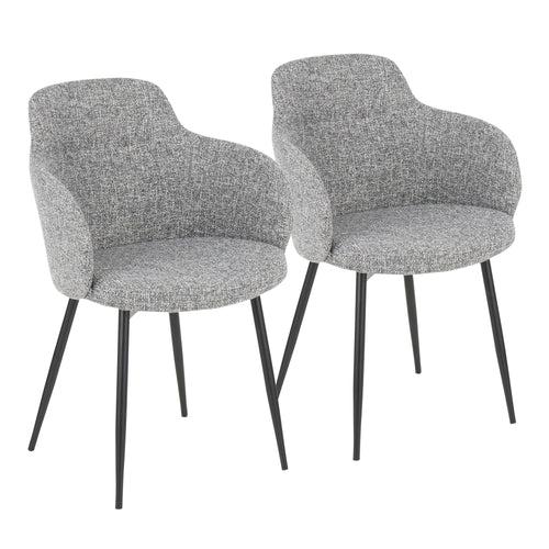 Boyne Chair - Set of 2 - Black Metal, Dark Grey Fabric