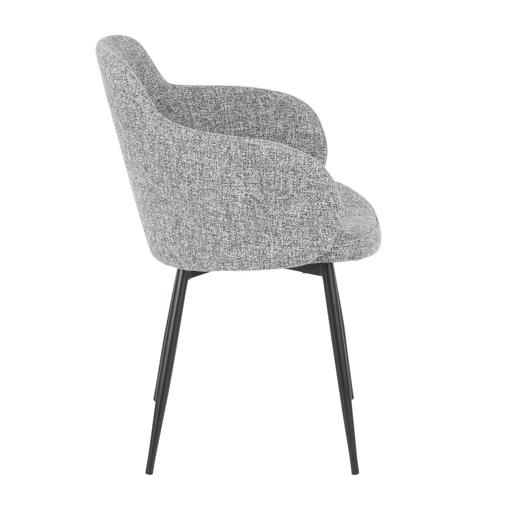 Boyne Chair - Set of 2 - Black Metal, Dark Grey Fabric