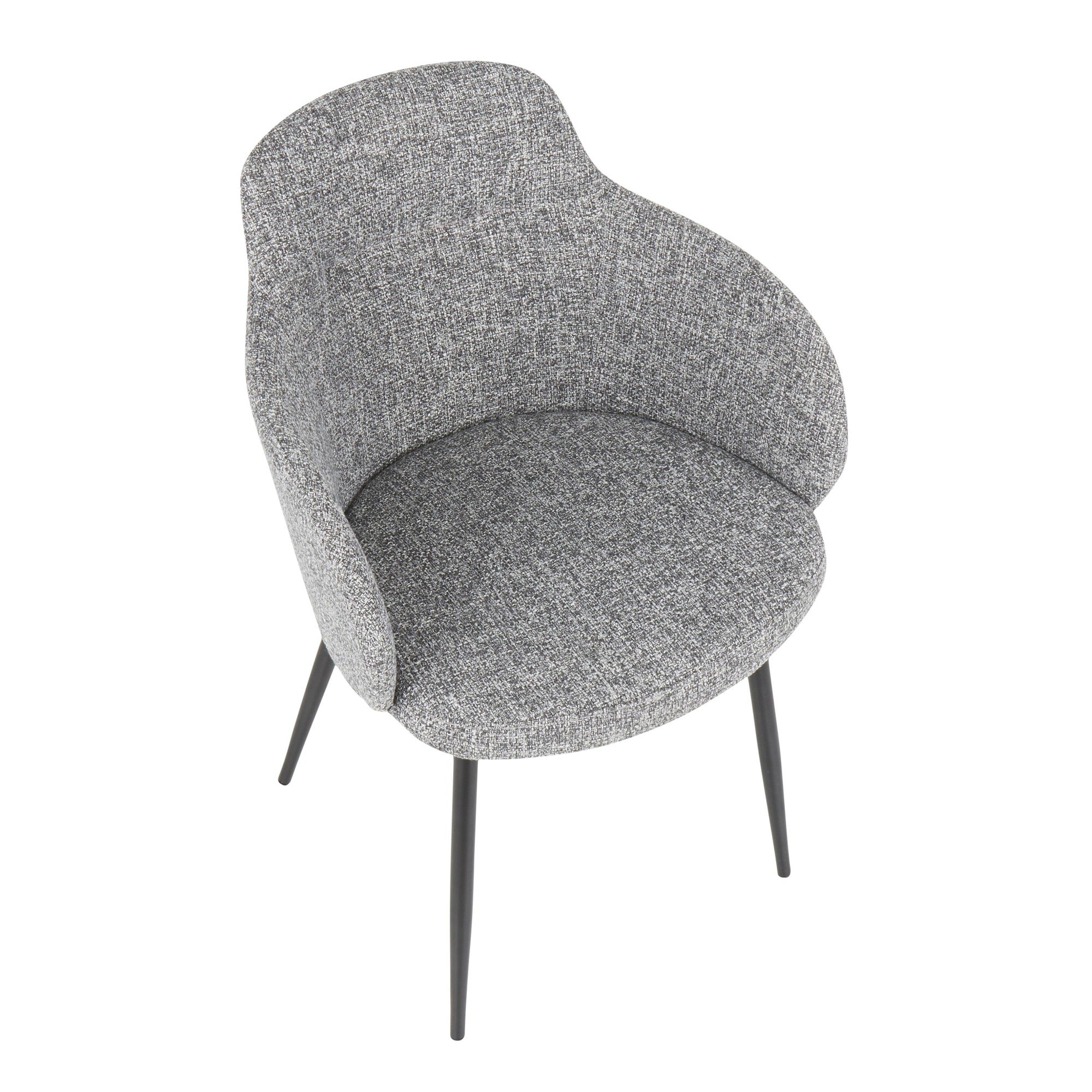 Boyne Chair - Set of 2 - Black Metal, Dark Grey Fabric