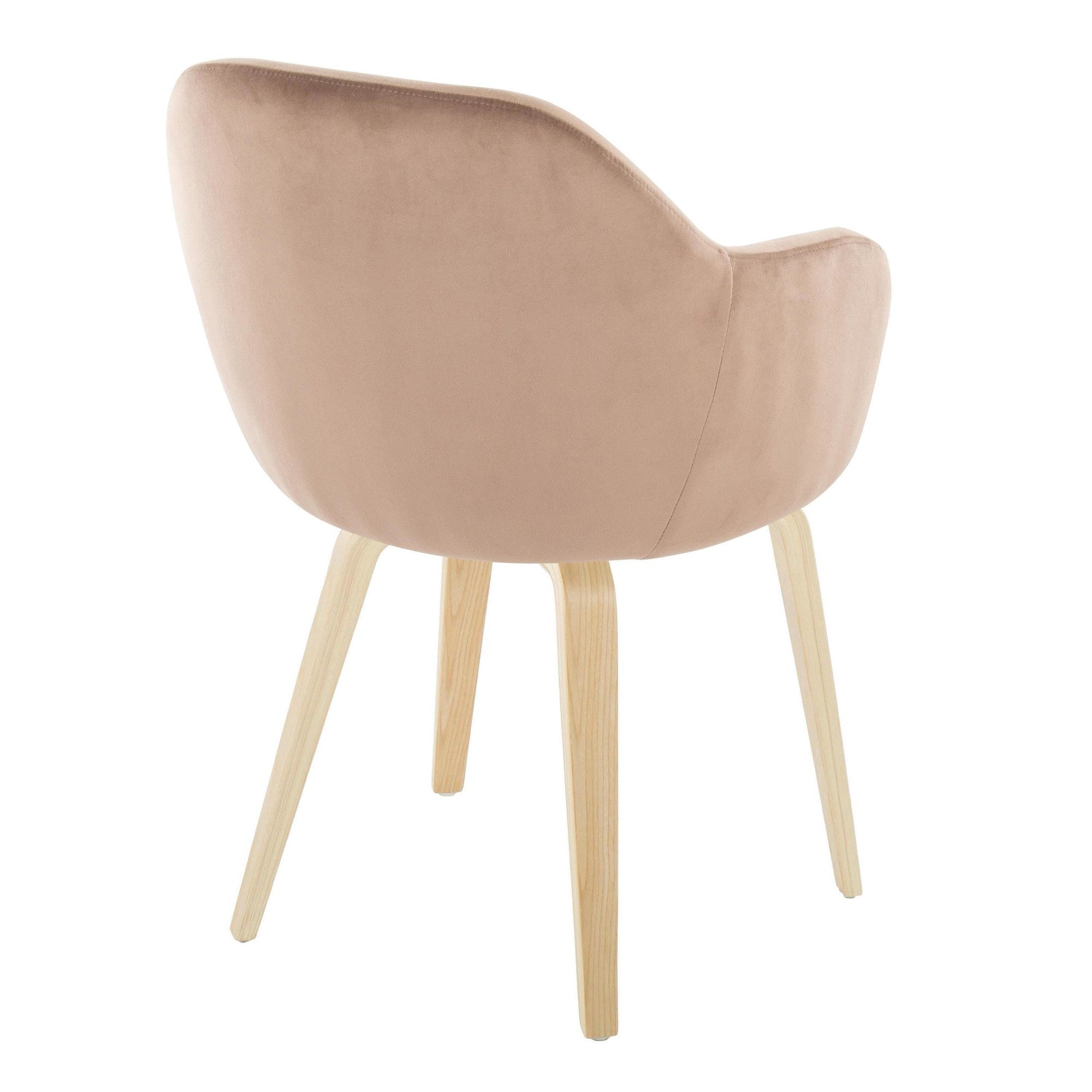 Buena Dining Chair - Set of 2 - Natural Wood, Brown Velvet