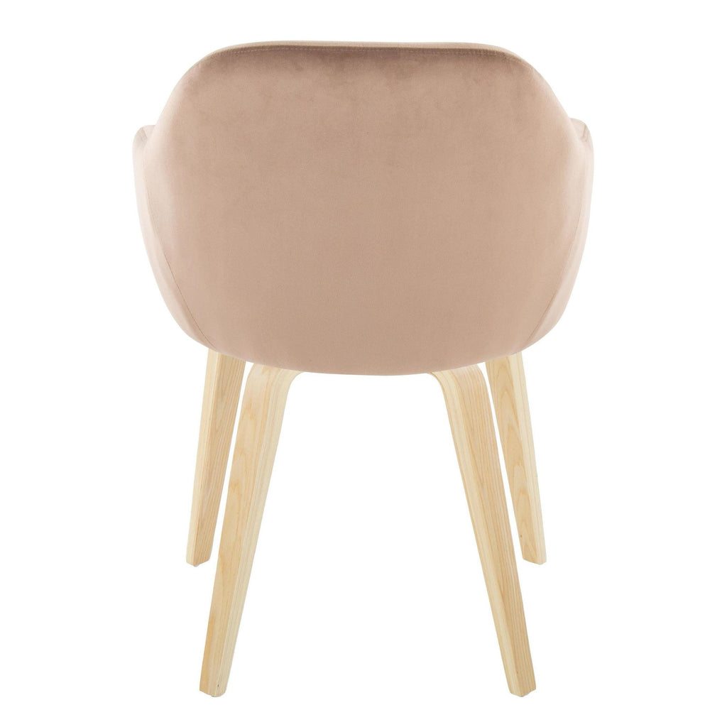 Buena Dining Chair - Set of 2 - Natural Wood, Brown Velvet