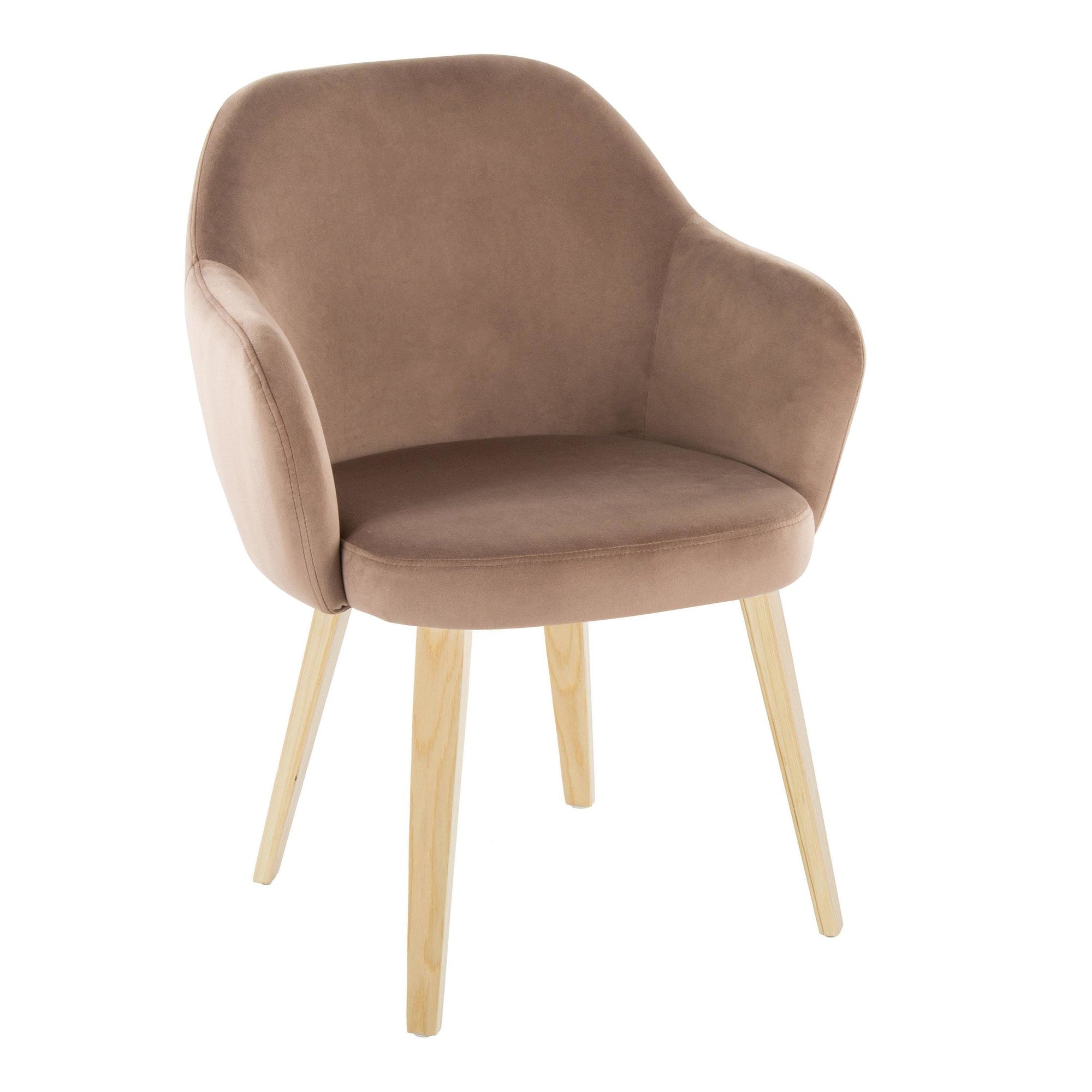 Buena Dining Chair - Set of 2 - Natural Wood, Brown Velvet