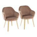Buena Dining Chair - Set of 2 - Natural Wood, Brown Velvet