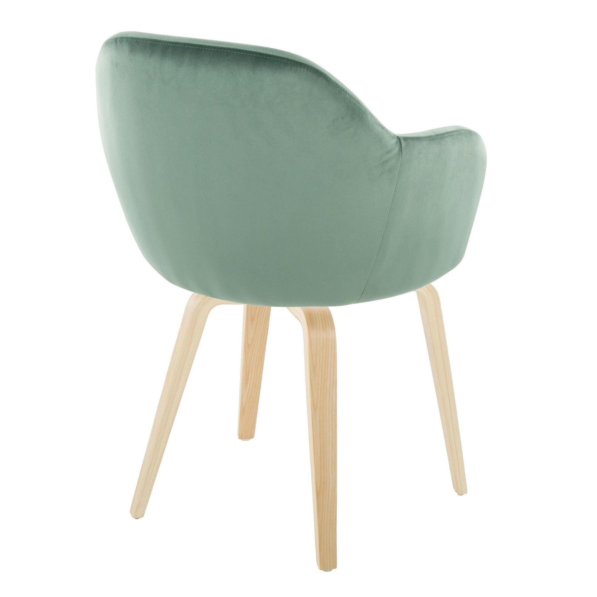 Buena Dining Chair - Set of 2 - Natural Wood, Green Velvet