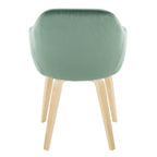 Buena Dining Chair - Set of 2 - Natural Wood, Green Velvet