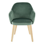 Buena Dining Chair - Set of 2 - Natural Wood, Green Velvet
